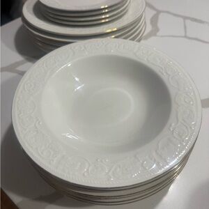 Elegant White Embossed Dinnerware Set